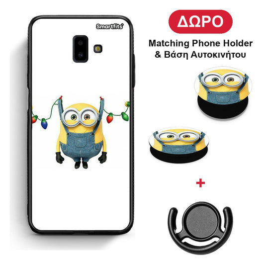 Xmas Minion Lights - Samsung Galaxy J6+ θήκη + Δώρο Phone Holder & Βάση Αυτοκινήτου