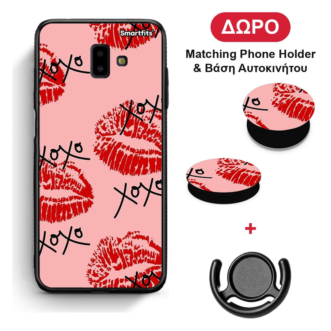 XOXO Lips - Samsung Galaxy J6+ θήκη + Δώρο Phone Holder & Βάση Αυτοκινήτου