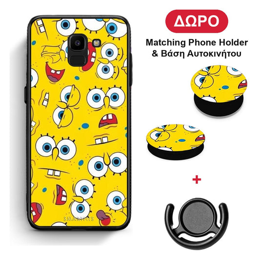 PopArt Sponge - Samsung Galaxy J6 θήκη + Δώρο Phone Holder & Βάση Αυτοκινήτου