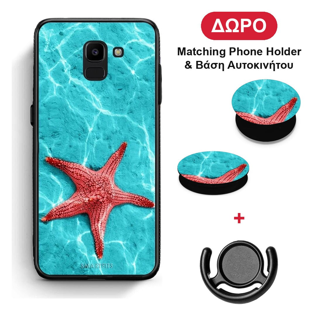 Red Starfish - Samsung Galaxy J6 θήκη + Δώρο Phone Holder & Βάση Αυτοκινήτου
