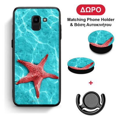 Red Starfish - Samsung Galaxy J6 θήκη + Δώρο Phone Holder & Βάση Αυτοκινήτου