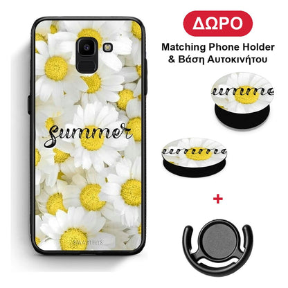 Summer Daisies - Samsung Galaxy J6 θήκη + Δώρο Phone Holder & Βάση Αυτοκινήτου