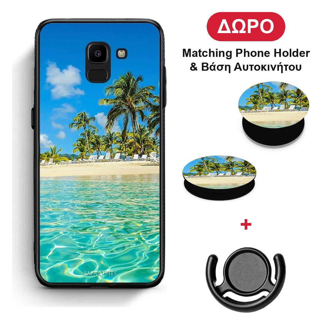 Tropical Vibes - Samsung Galaxy J6 θήκη + Δώρο Phone Holder & Βάση Αυτοκινήτου