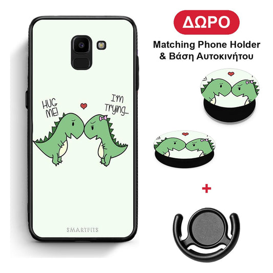 Valentine Rex - Samsung Galaxy J6 θήκη + Δώρο Phone Holder & Βάση Αυτοκινήτου