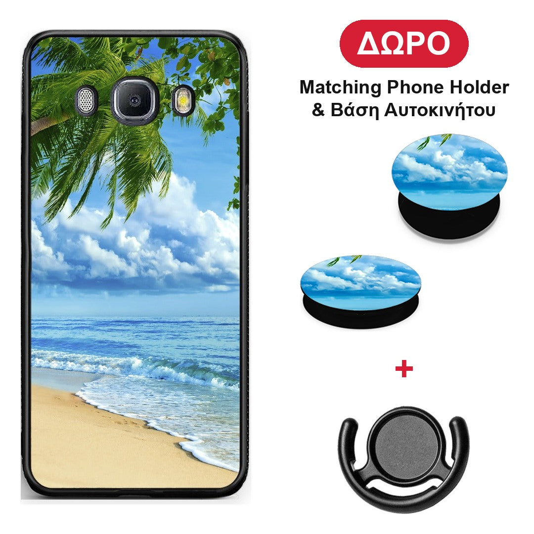 Beautiful Beach - Samsung Galaxy J7 2016 θήκη + Δώρο Phone Holder & Βάση Αυτοκινήτου