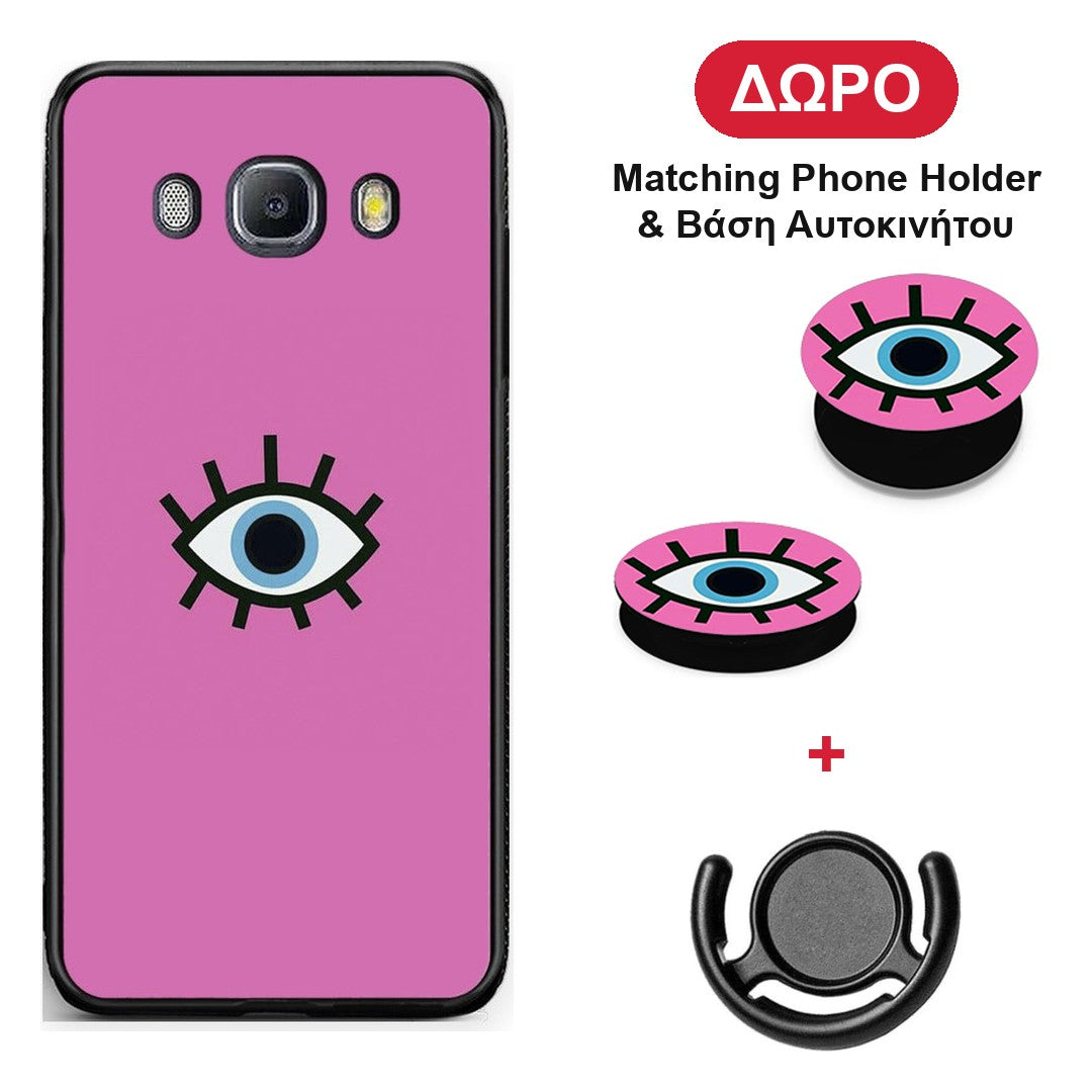 Blue Eye Pink - Samsung Galaxy J7 2016 θήκη + Δώρο Phone Holder & Βάση Αυτοκινήτου