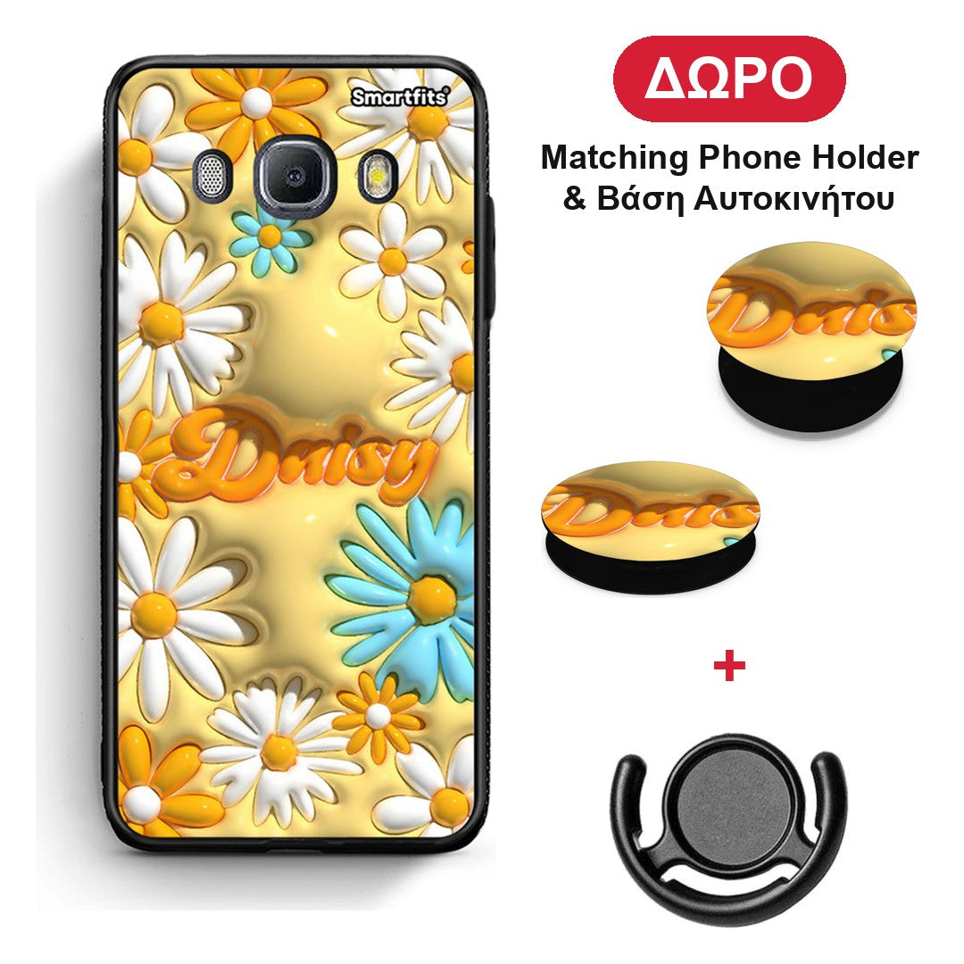 Bubble Daisies - Samsung Galaxy J7 2016 θήκη + Δώρο Phone Holder & Βάση Αυτοκινήτου