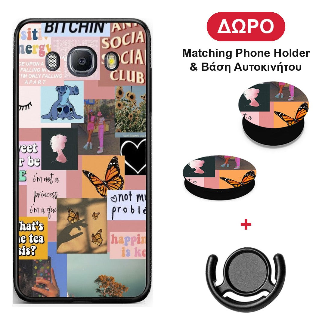 Collage Bitchin - Samsung Galaxy J7 2016 θήκη + Δώρο Phone Holder & Βάση Αυτοκινήτου