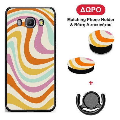 Colourful Waves - Samsung Galaxy J7 2016 θήκη + Δώρο Phone Holder & Βάση Αυτοκινήτου