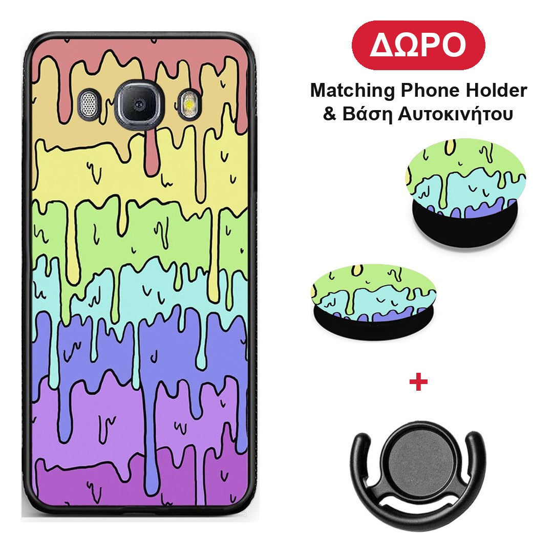 Melting Rainbow - Samsung Galaxy J7 2016 θήκη + Δώρο Phone Holder & Βάση Αυτοκινήτου
