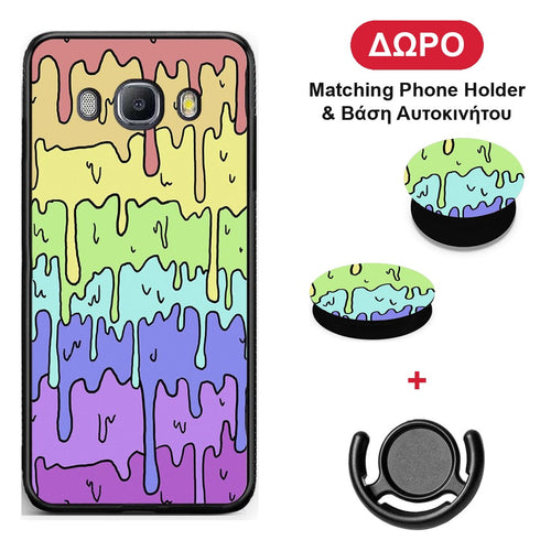 Melting Rainbow - Samsung Galaxy J7 2016 θήκη + Δώρο Phone Holder & Βάση Αυτοκινήτου