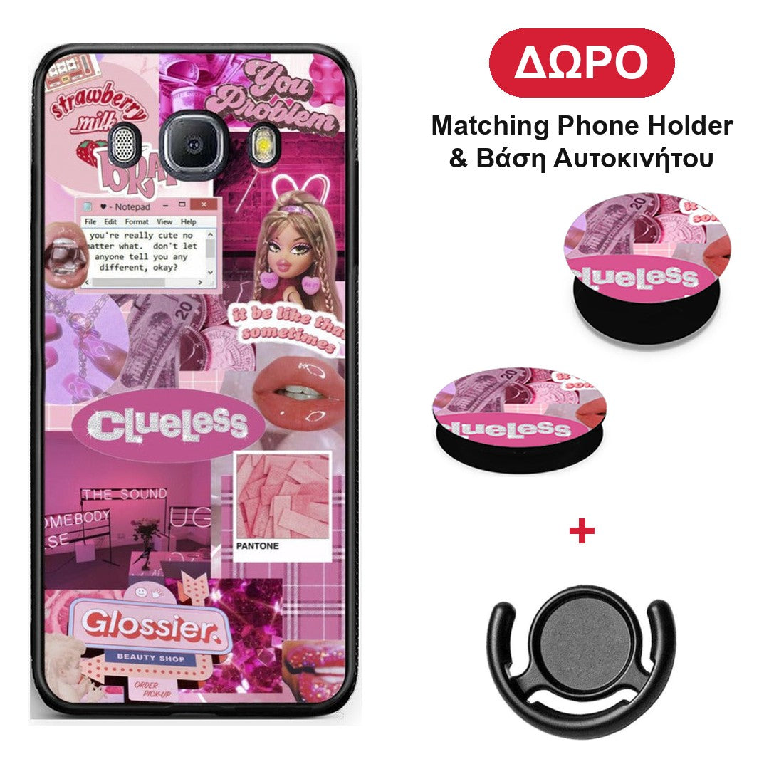 Pink Love - Samsung Galaxy J7 2016 θήκη + Δώρο Phone Holder & Βάση Αυτοκινήτου