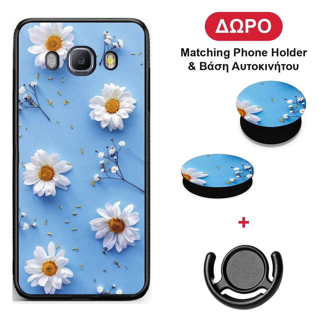 Real Daisies - Samsung Galaxy J7 2016 θήκη + Δώρο Phone Holder & Βάση Αυτοκινήτου