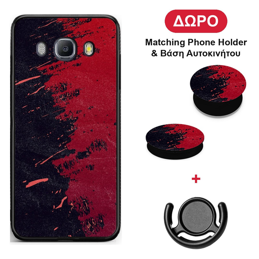 Red Paint - Samsung Galaxy J7 2016 θήκη + Δώρο Phone Holder & Βάση Αυτοκινήτου