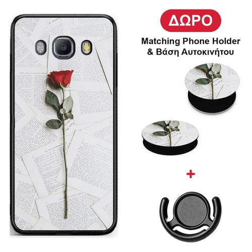 Red Rose - Samsung Galaxy J7 2016 θήκη + Δώρο Phone Holder & Βάση Αυτοκινήτου