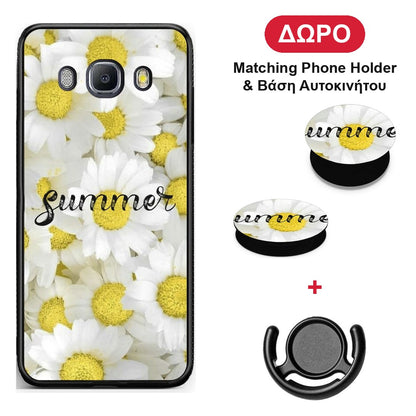 Summer Daisies - Samsung Galaxy J7 2016 θήκη + Δώρο Phone Holder & Βάση Αυτοκινήτου