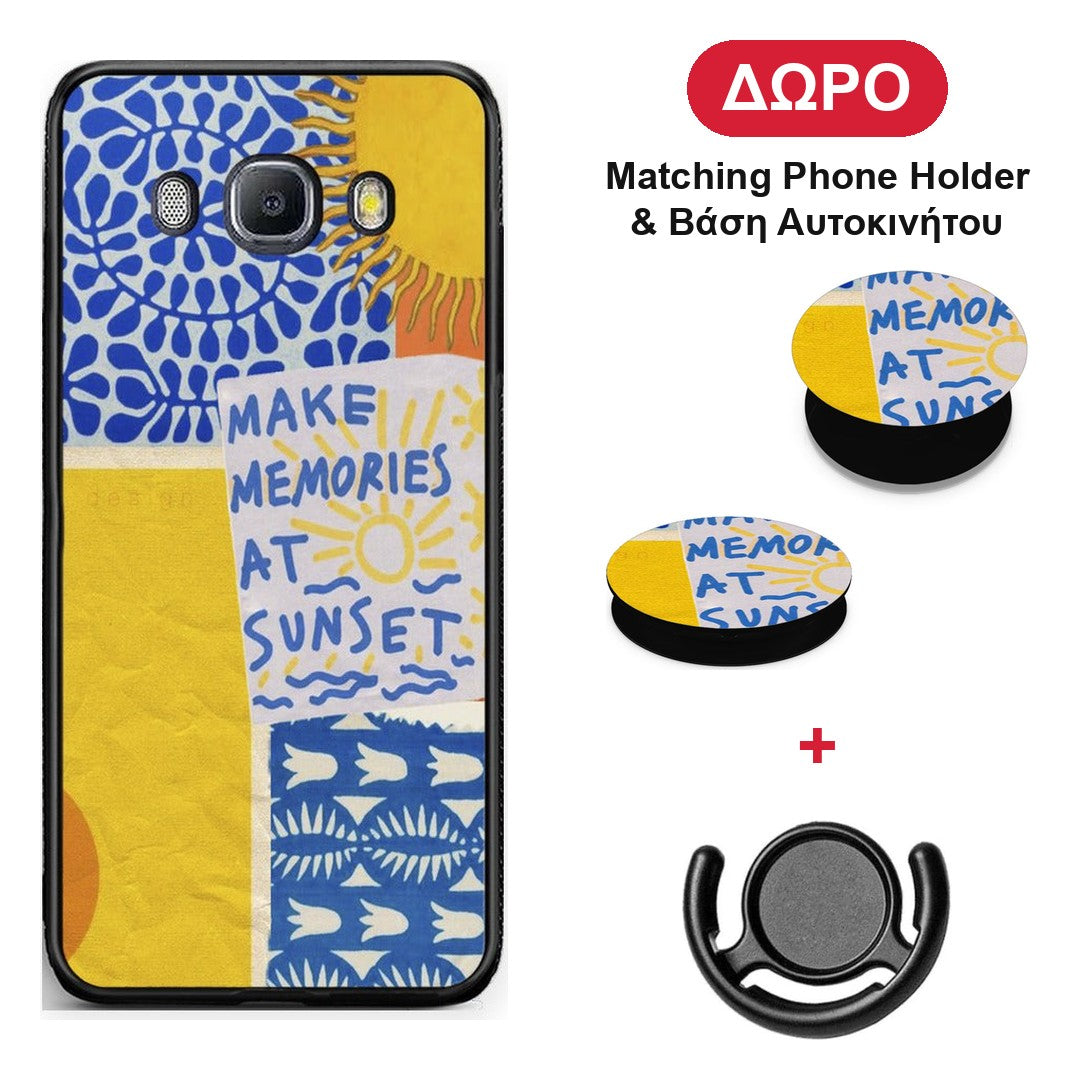Sunset Memories - Samsung Galaxy J7 2016 θήκη + Δώρο Phone Holder & Βάση Αυτοκινήτου