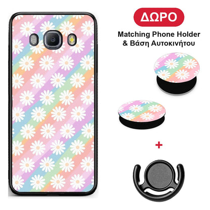 White Daisies - Samsung Galaxy J7 2016 θήκη + Δώρο Phone Holder & Βάση Αυτοκινήτου