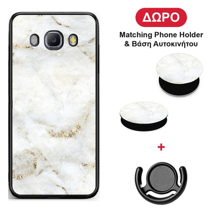 White Gold Marble - Samsung Galaxy J7 2016 θήκη + Δώρο Phone Holder & Βάση Αυτοκινήτου