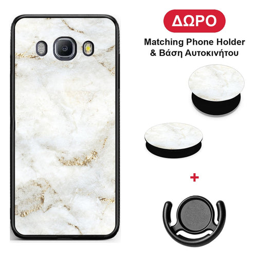 White Gold Marble - Samsung Galaxy J7 2016 θήκη + Δώρο Phone Holder & Βάση Αυτοκινήτου