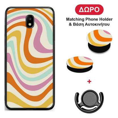 Colourful Waves - Samsung Galaxy J7 2017 θήκη + Δώρο Phone Holder & Βάση Αυτοκινήτου