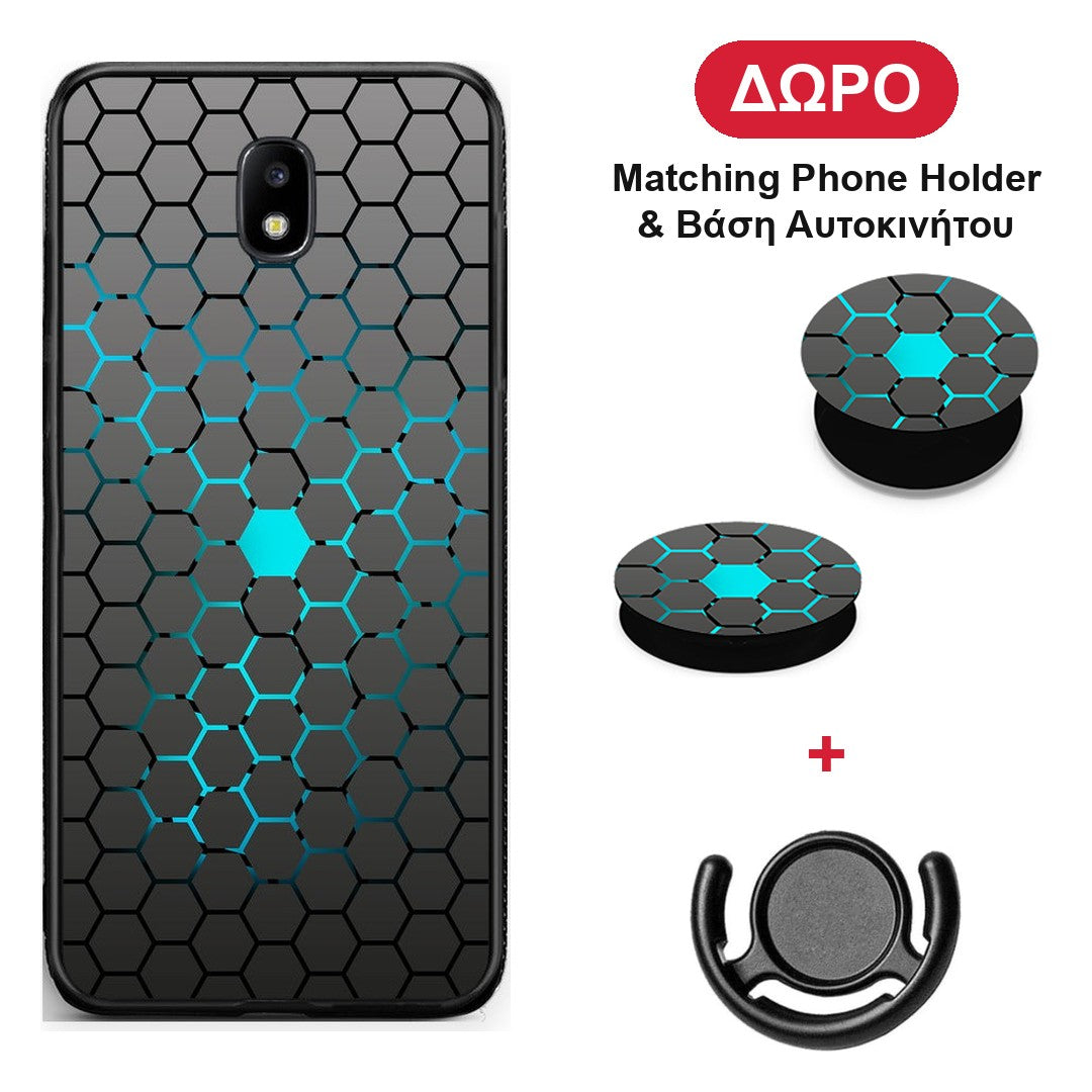 Geometric Hexagonal - Samsung Galaxy J7 2017 θήκη + Δώρο Phone Holder & Βάση Αυτοκινήτου