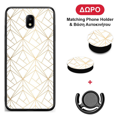 Geometric Luxury White - Samsung Galaxy J7 2017 θήκη + Δώρο Phone Holder & Βάση Αυτοκινήτου