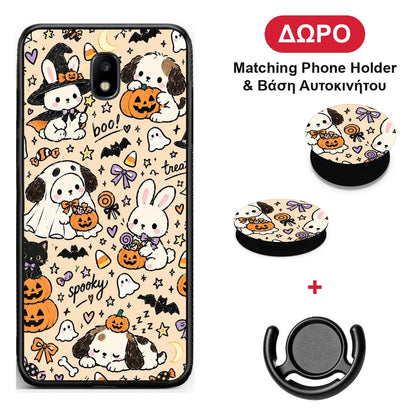Halloween Puppies and Friends on Cream - Samsung Galaxy J7 2017 θήκη + Δώρο Phone Holder & Βάση Αυτοκινήτου