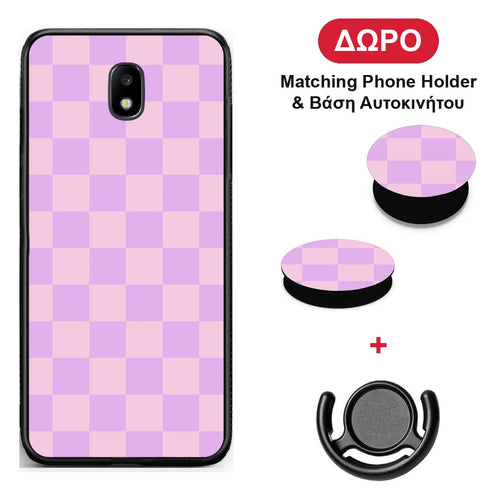 Lavender and Pink Checkerboard - Samsung Galaxy J7 2017 θήκη + Δώρο Phone Holder & Βάση Αυτοκινήτου