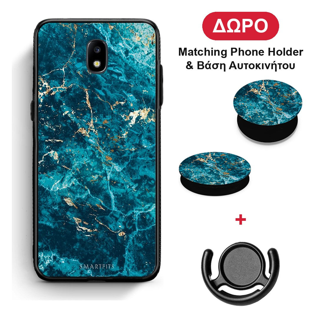 Marble Blue - Samsung Galaxy J7 2017 θήκη + Δώρο Phone Holder & Βάση Αυτοκινήτου