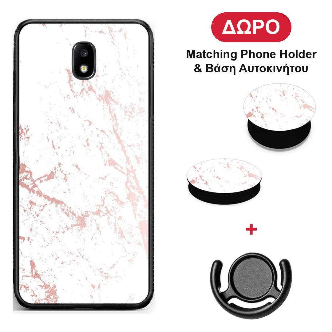 Marble Pink Splash - Samsung Galaxy J7 2017 θήκη + Δώρο Phone Holder & Βάση Αυτοκινήτου