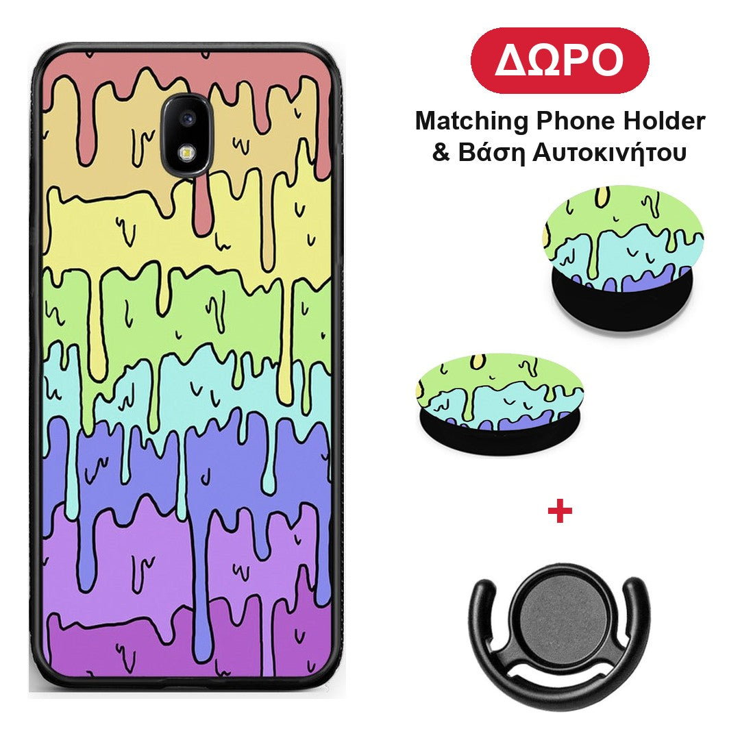 Melting Rainbow - Samsung Galaxy J7 2017 θήκη + Δώρο Phone Holder & Βάση Αυτοκινήτου