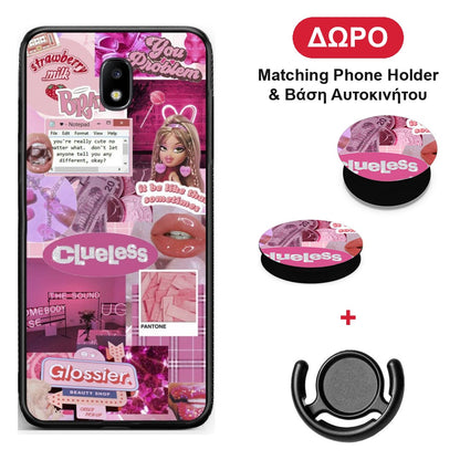Pink Love - Samsung Galaxy J7 2017 θήκη + Δώρο Phone Holder & Βάση Αυτοκινήτου