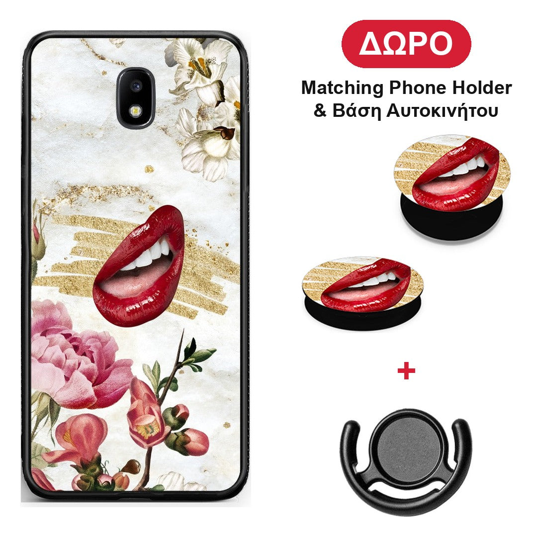 Red Lips - Samsung Galaxy J7 2017 θήκη + Δώρο Phone Holder & Βάση Αυτοκινήτου