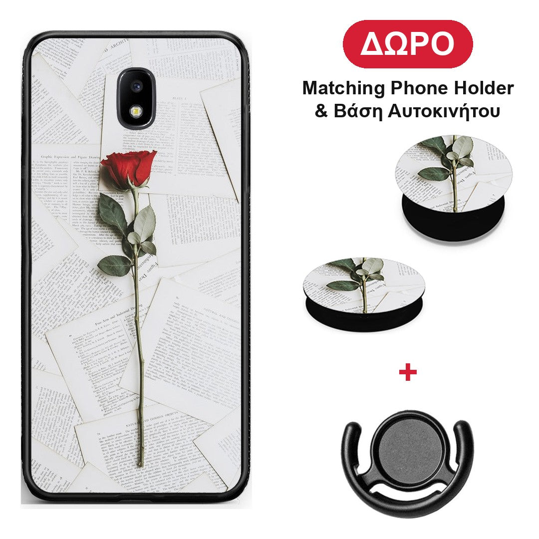 Red Rose - Samsung Galaxy J7 2017 θήκη + Δώρο Phone Holder & Βάση Αυτοκινήτου
