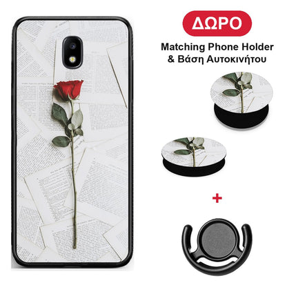Red Rose - Samsung Galaxy J7 2017 θήκη + Δώρο Phone Holder & Βάση Αυτοκινήτου