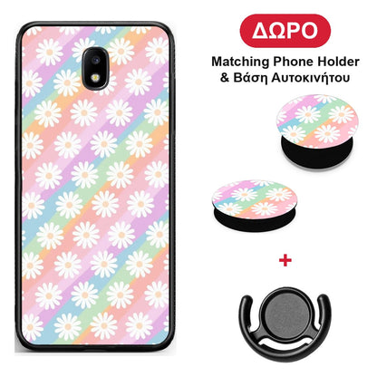White Daisies - Samsung Galaxy J7 2017 θήκη + Δώρο Phone Holder & Βάση Αυτοκινήτου
