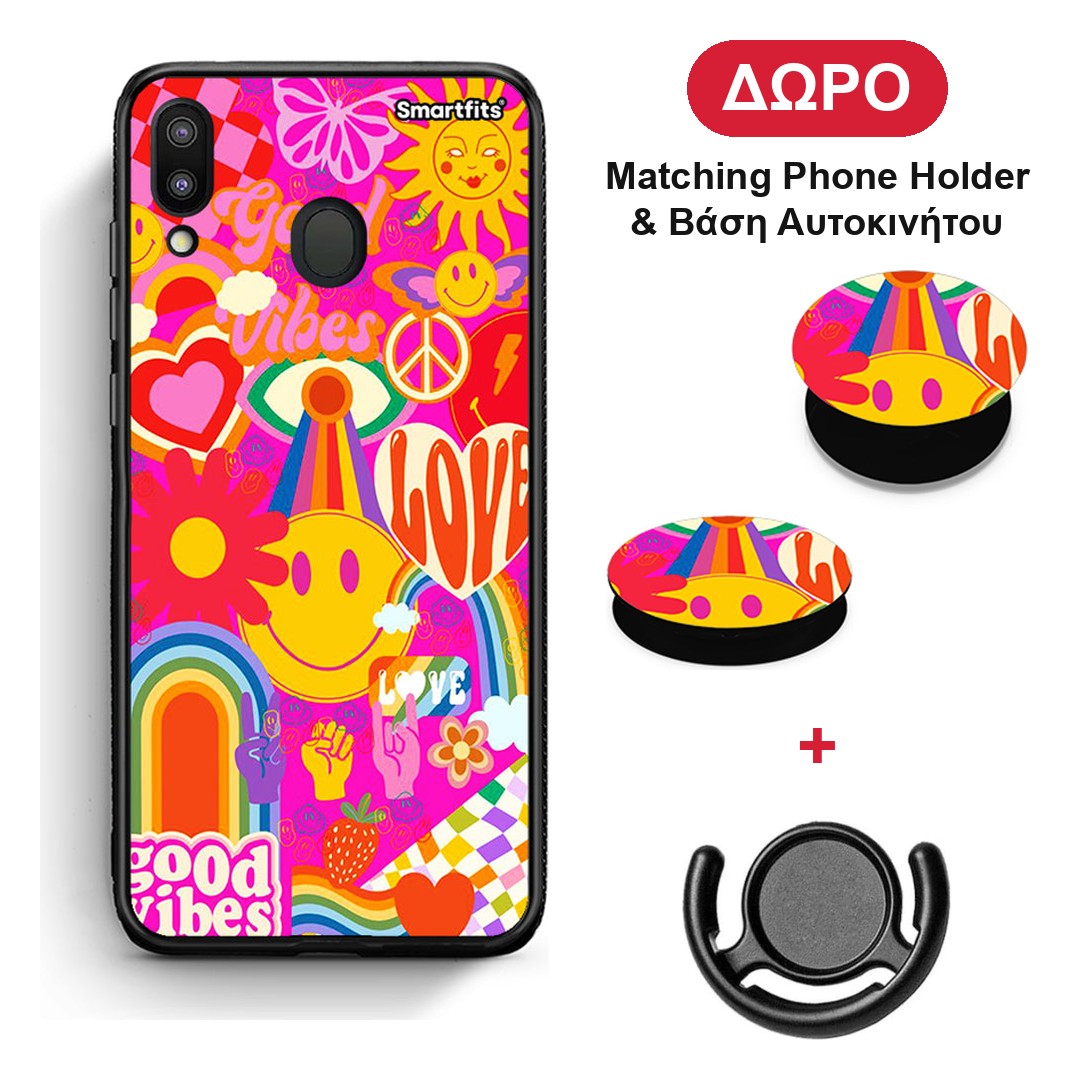 Hippie Love - Samsung Galaxy M20 θήκη + Δώρο Phone Holder & Βάση Αυτοκινήτου