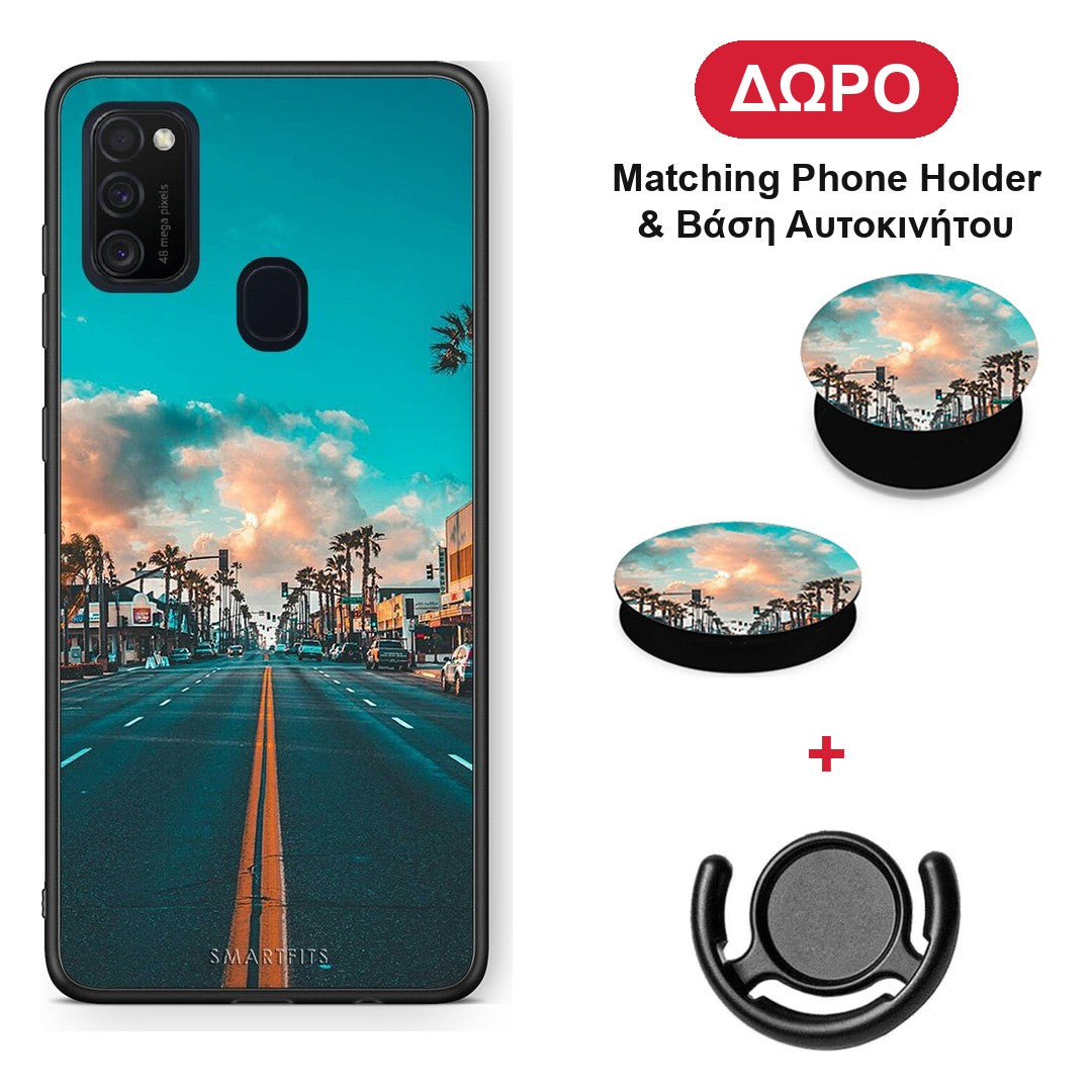 Landscape City - Samsung Galaxy M21 / M30s θήκη + Δώρο Phone Holder & Βάση Αυτοκινήτου