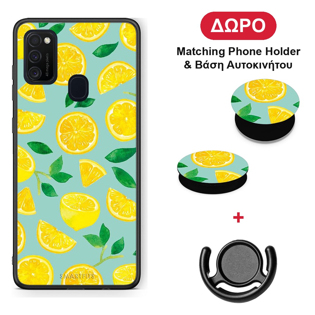 Lemons - Samsung Galaxy M21 / M30s θήκη + Δώρο Phone Holder & Βάση Αυτοκινήτου
