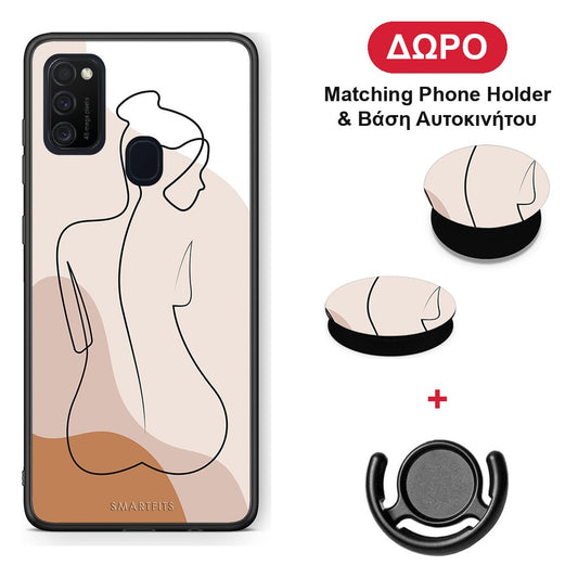 LineArt Woman - Samsung Galaxy M21 / M30s θήκη + Δώρο Phone Holder & Βάση Αυτοκινήτου