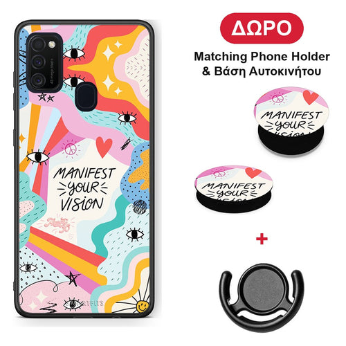 Manifest Your Vision - Samsung Galaxy M21 / M30s θήκη + Δώρο Phone Holder & Βάση Αυτοκινήτου