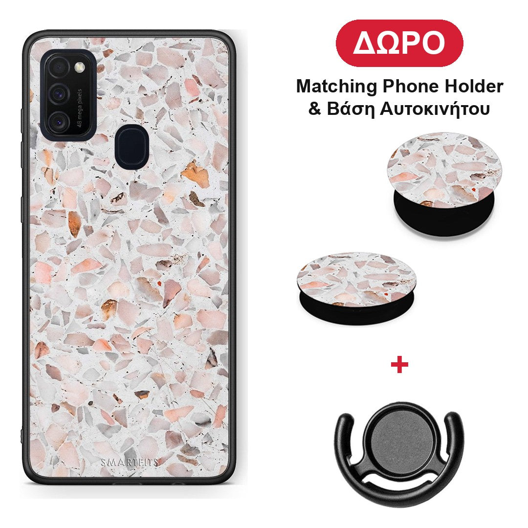 Marble Terrazzo - Samsung Galaxy M21 / M30s θήκη + Δώρο Phone Holder & Βάση Αυτοκινήτου
