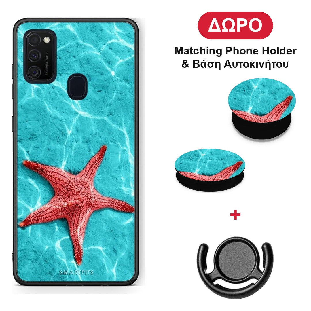 Red Starfish - Samsung Galaxy M21 / M30s θήκη + Δώρο Phone Holder & Βάση Αυτοκινήτου
