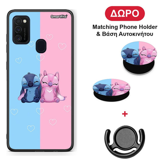 Stitch And Angel - Samsung Galaxy M21 / M30s θήκη + Δώρο Phone Holder & Βάση Αυτοκινήτου