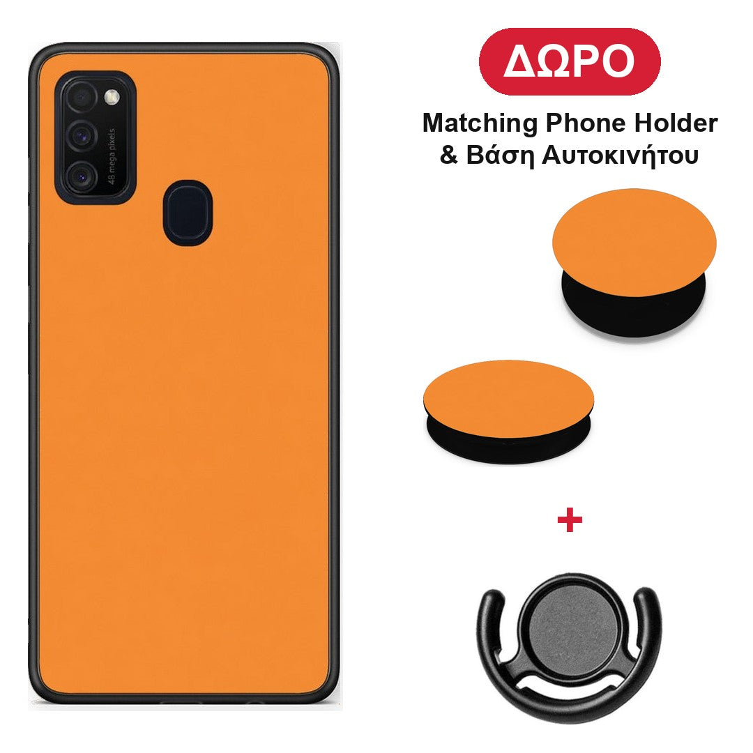 Tangerine Orange - Samsung Galaxy M21 / M30s θήκη + Δώρο Phone Holder & Βάση Αυτοκινήτου