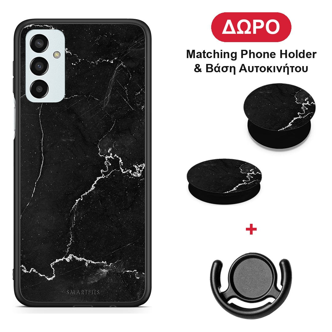 Marble Black - Samsung Galaxy M23 / F23 θήκη + Δώρο Phone Holder & Βάση Αυτοκινήτου