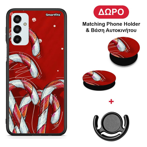 Candy Cane - Samsung Galaxy M23 / F23 θήκη + Δώρο Phone Holder & Βάση Αυτοκινήτου