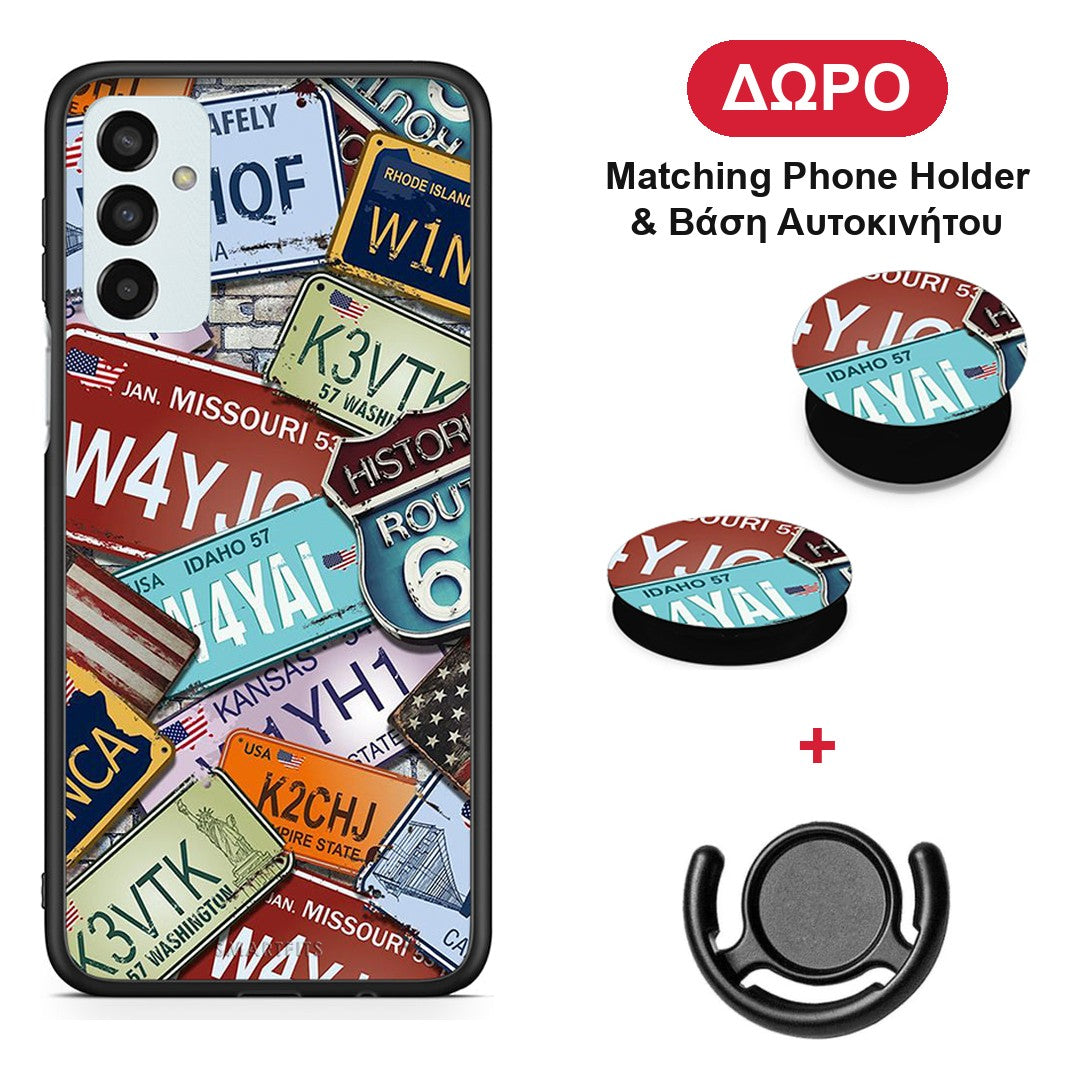 Car Plates - Samsung Galaxy M23 / F23 θήκη + Δώρο Phone Holder & Βάση Αυτοκινήτου