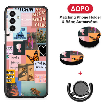 Collage Bitchin - Samsung Galaxy M23 / F23 θήκη + Δώρο Phone Holder & Βάση Αυτοκινήτου